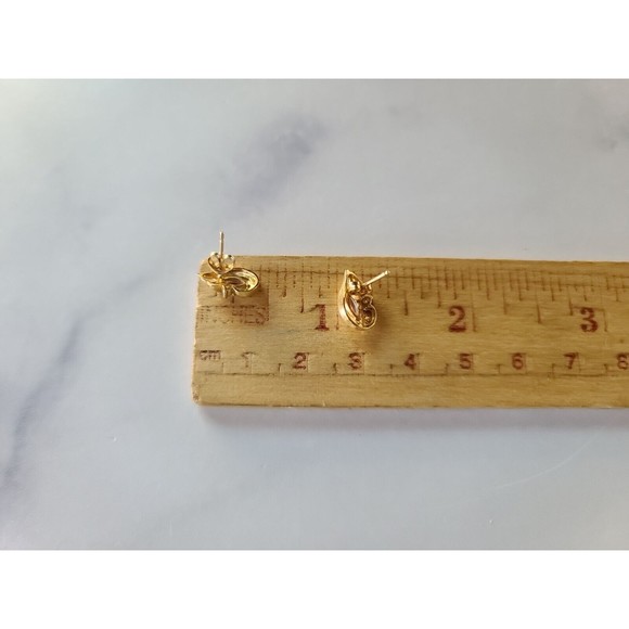 10K Gold Marquise Cut Lolite And Cubic Zirconia Accent Stud Post Earrings - Picture 10 of 10